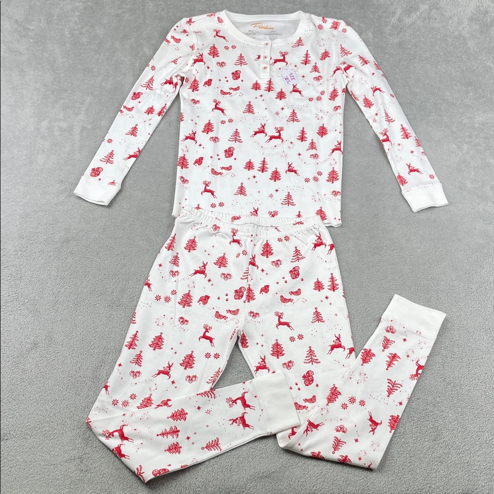 Petidoux‎ 12 Kids 100% Pima Cotton Red and White Holiday Pajama Set So Soft